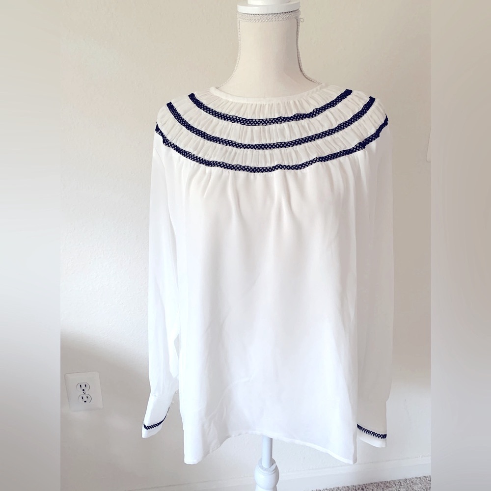 Karl Lagerfeld Long Sleeve Chiffon Lined Top